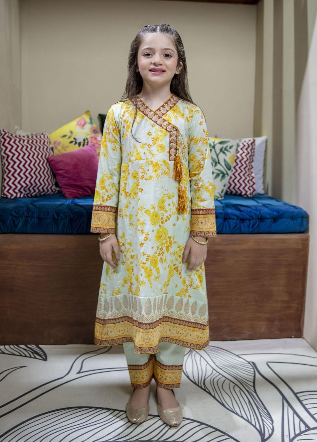 Garnet Clothing Pret Lawn Fancy Pret Girls 2 Piece Suit -  Lemon Pie