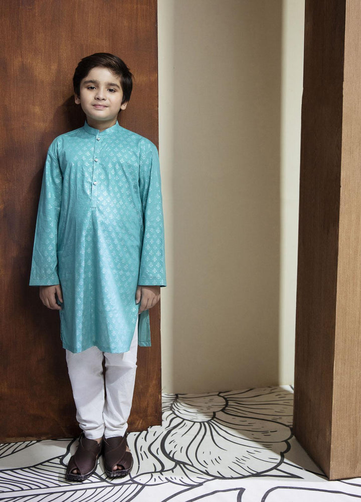 Garnet Clothing Pret Cotton Festive Pret Kurta Pajama for Boys -  Aquamarine