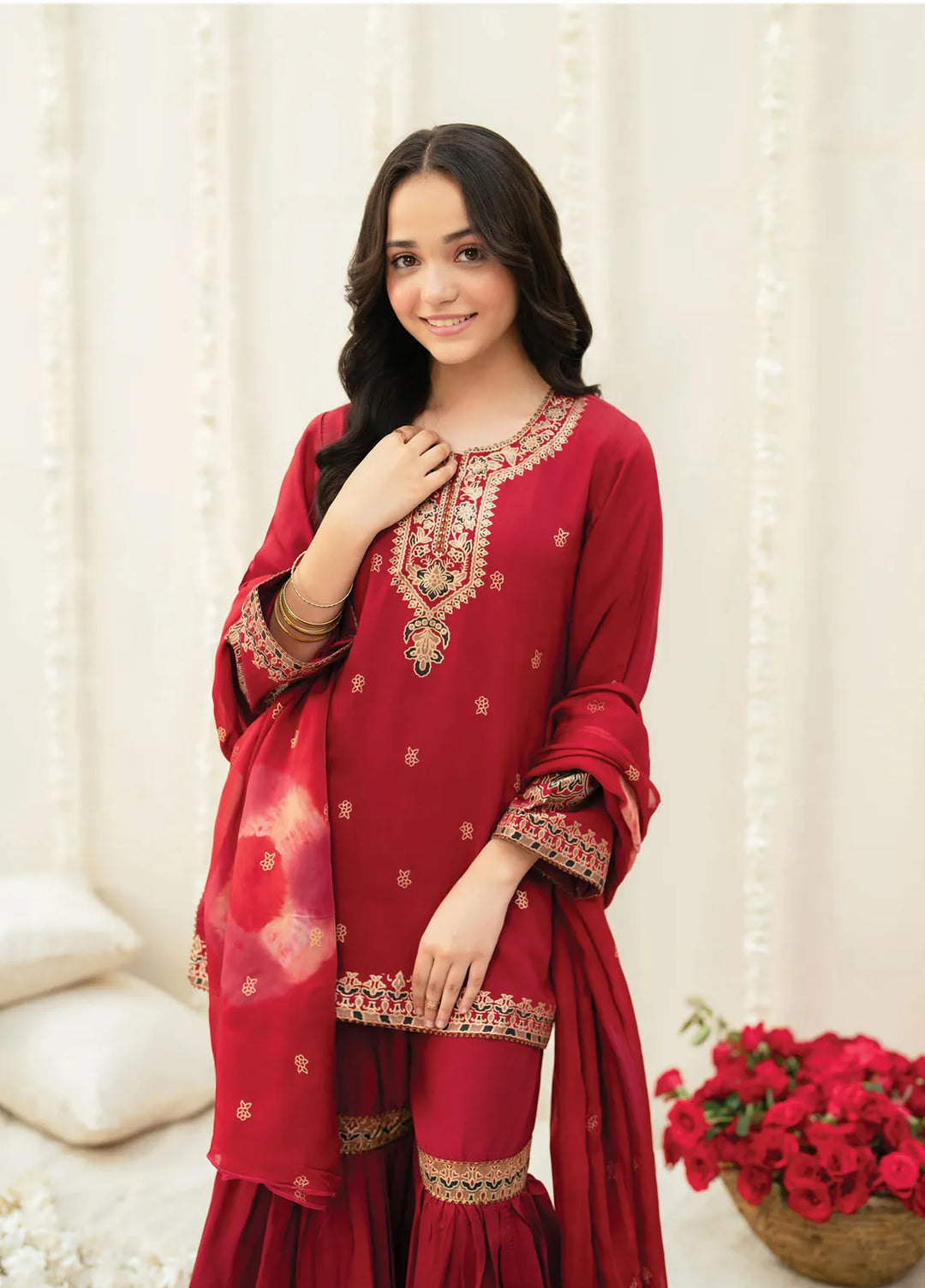 Garnet Clothing Pret Printed Viscose 3 Piece Suit Gull
