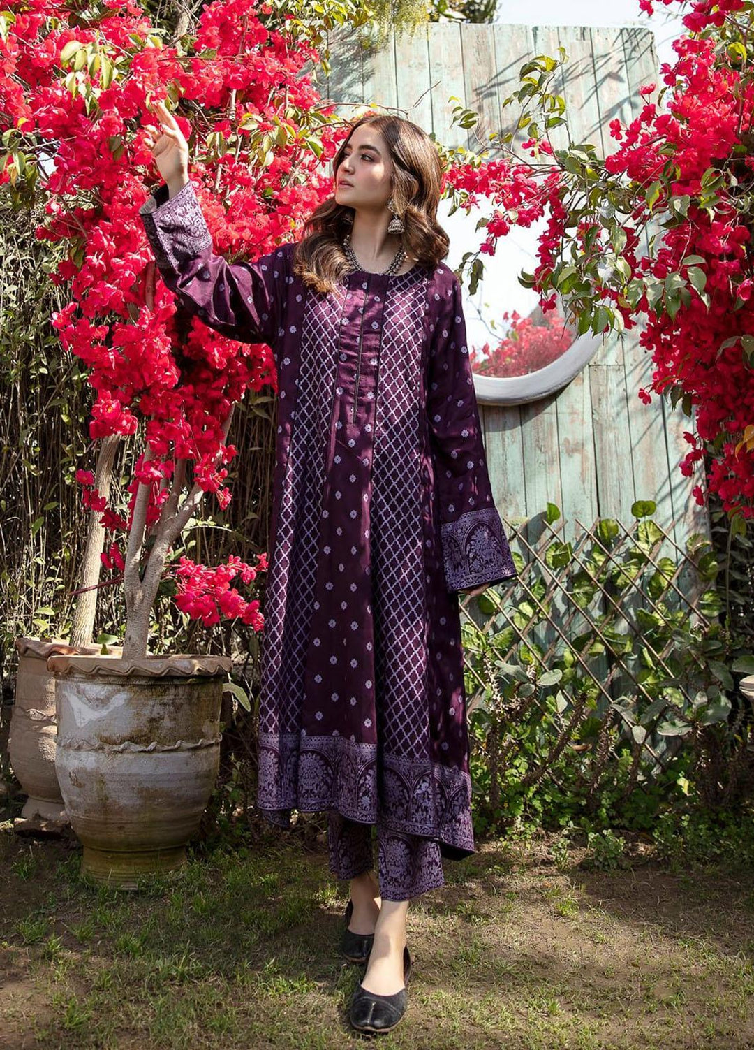 Garnet Clothing Pret Luxury Pret Screen Printed Lawn Frock HAYAT