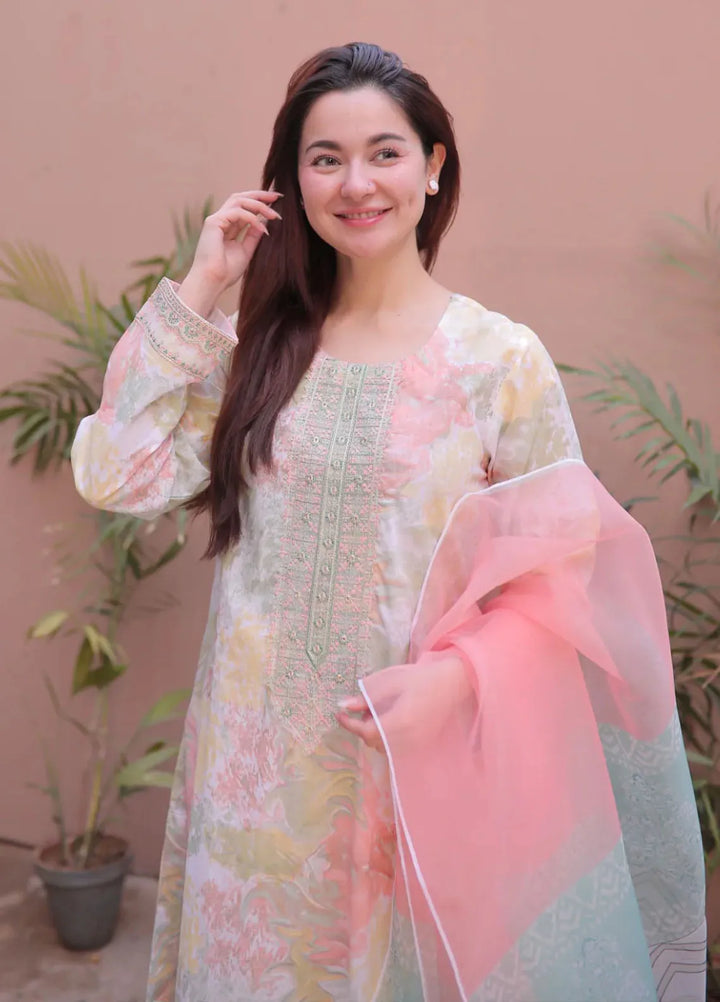Garnet Pret Embroidered Cotton 3 Piece Suit Hania Amir Pink Blush