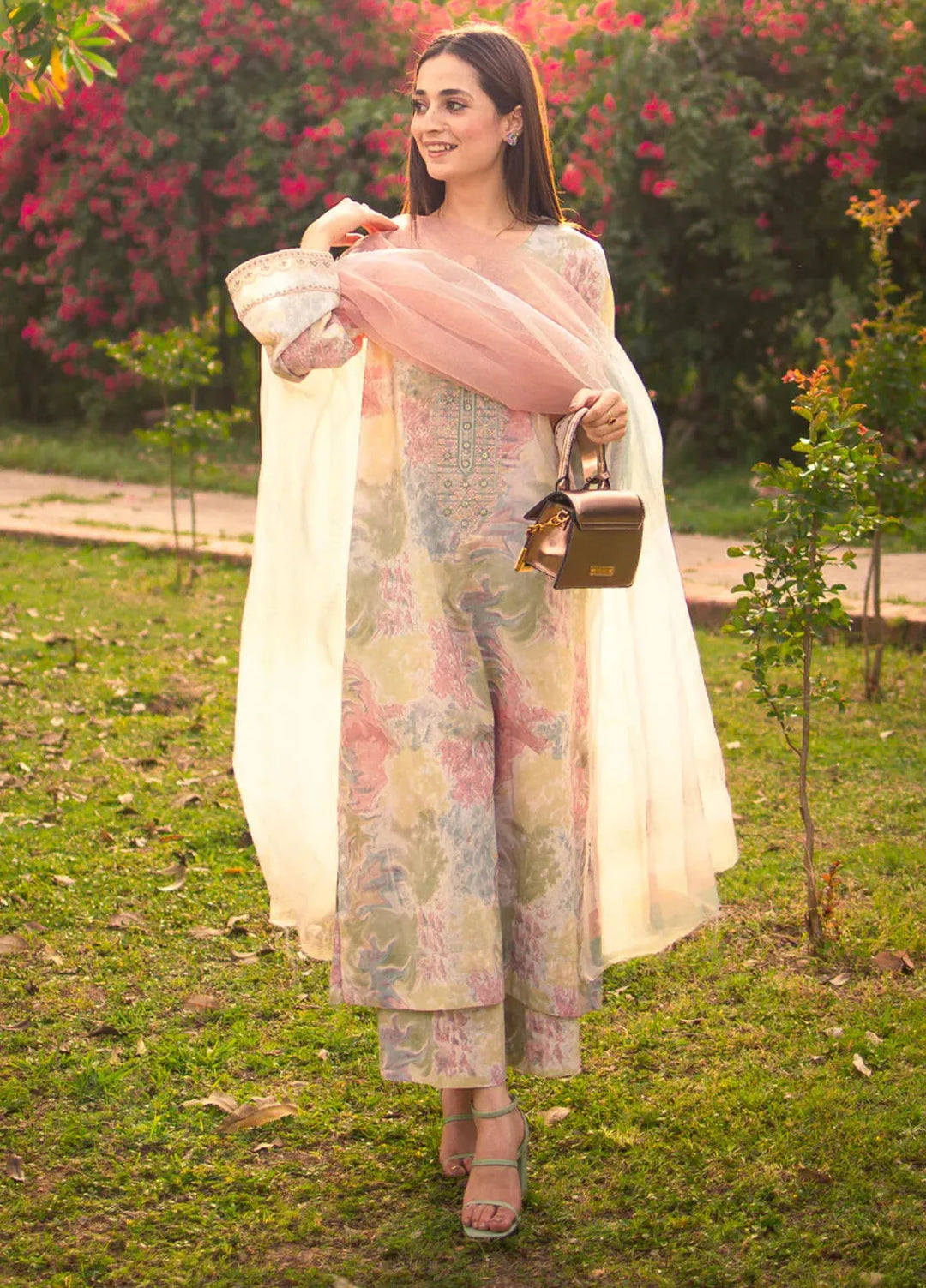 Garnet Pret Embroidered Cotton 3 Piece Suit Hania Amir Pink Blush