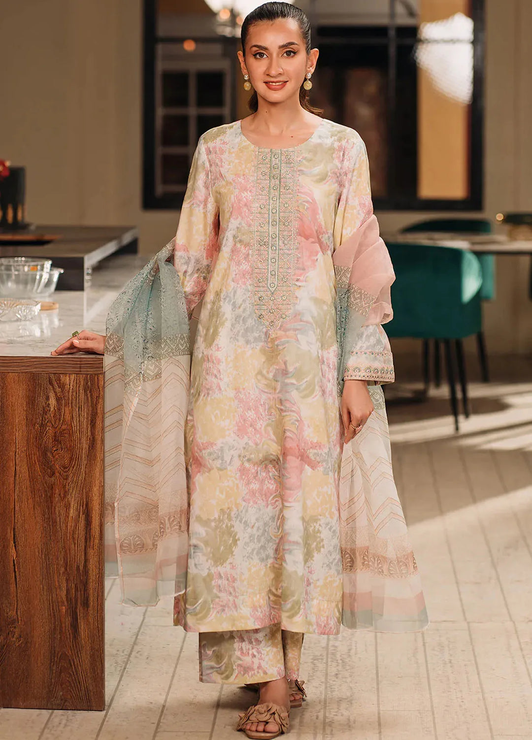 Garnet Pret Embroidered Cotton 3 Piece Suit Hania Amir Pink Blush
