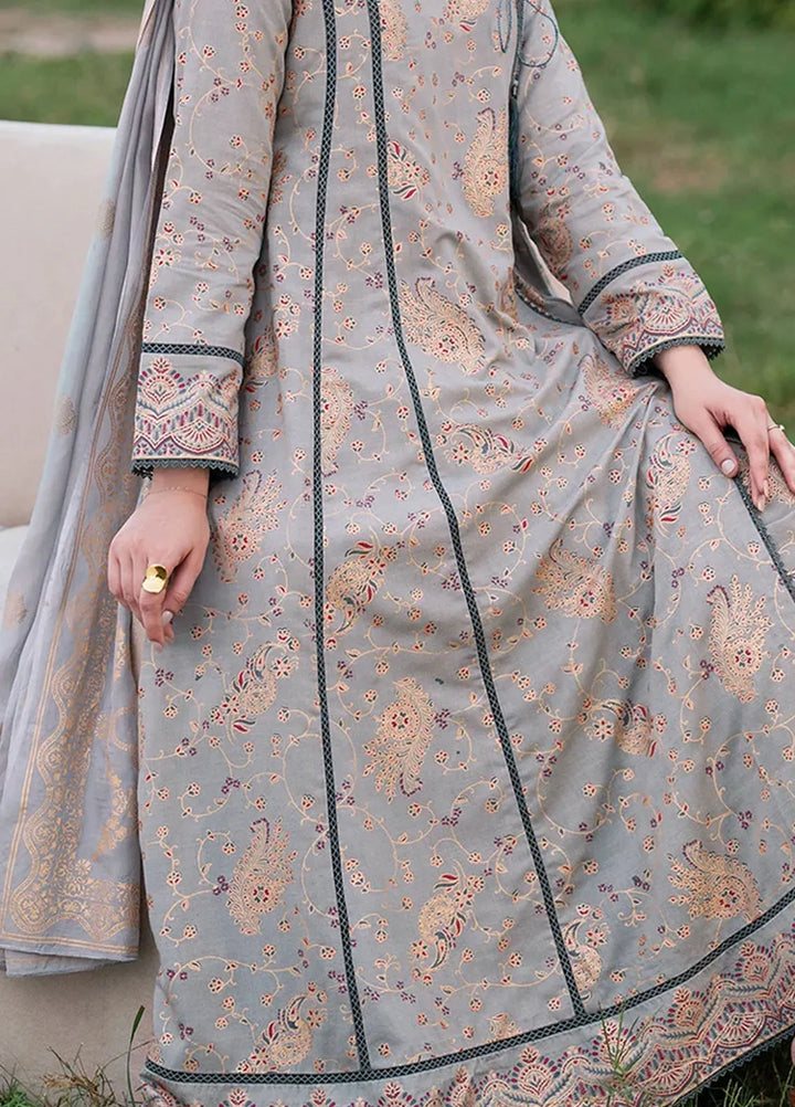 Garnet Pret Printed Dhanak 3 Piece Suit Beryl Grey