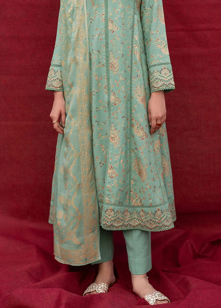 Garnet Pret Printed Karandi 3 Piece Suit Aquamarine