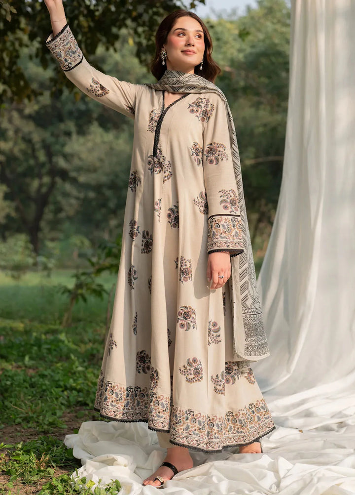 Garnet Pret Printed Karandi 3 Piece Suit Dune Mist