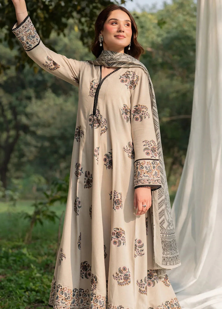 Garnet Pret Printed Karandi 3 Piece Suit Dune Mist