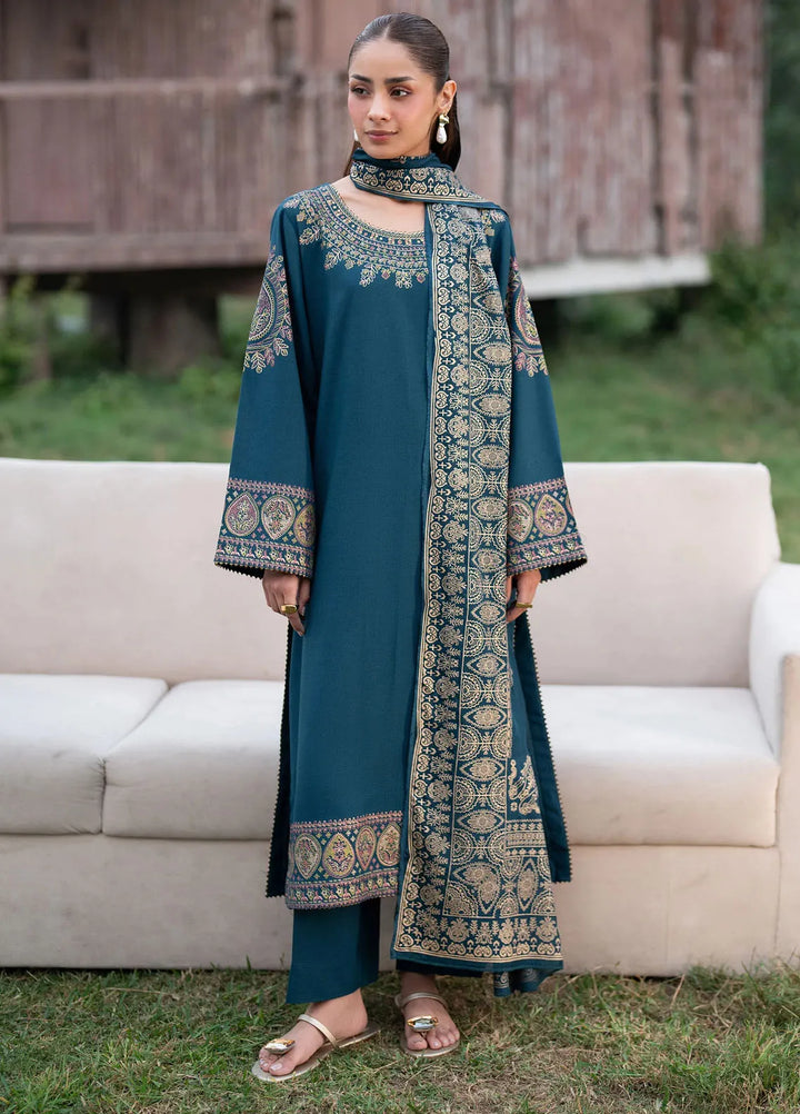 Garnet Pret Embroidered Karandi 3 Piece Suit Indigo