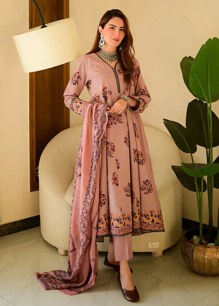 Garnet Pret Embroidered Khaddar 2 Piece Suit Pink Mist
