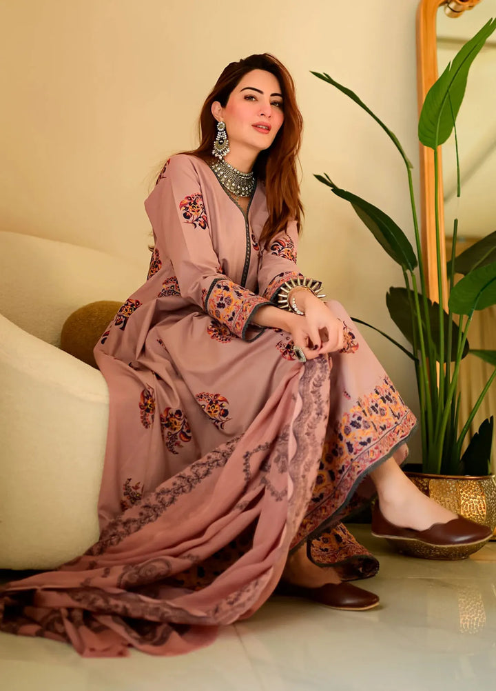 Garnet Pret Embroidered Khaddar 2 Piece Suit Pink Mist