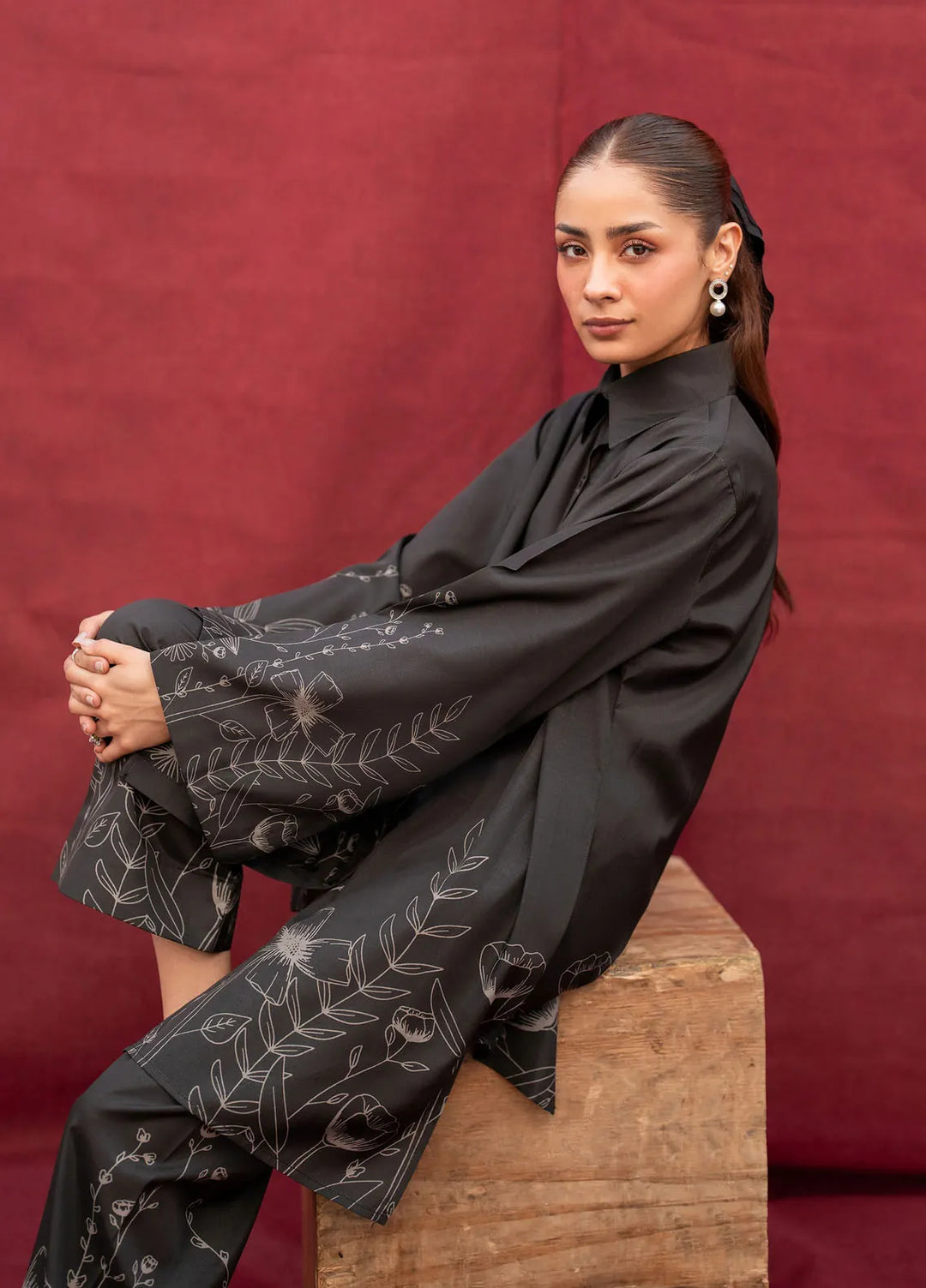 Garnet Pret Printed Khaddar 2 Piece Suit Raven