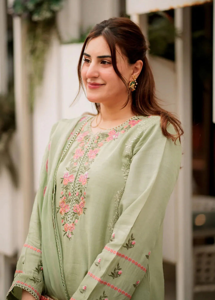 Garnet Pret Embroidered Raw Silk 3 Piece Suit Aaniat Khalid Halah