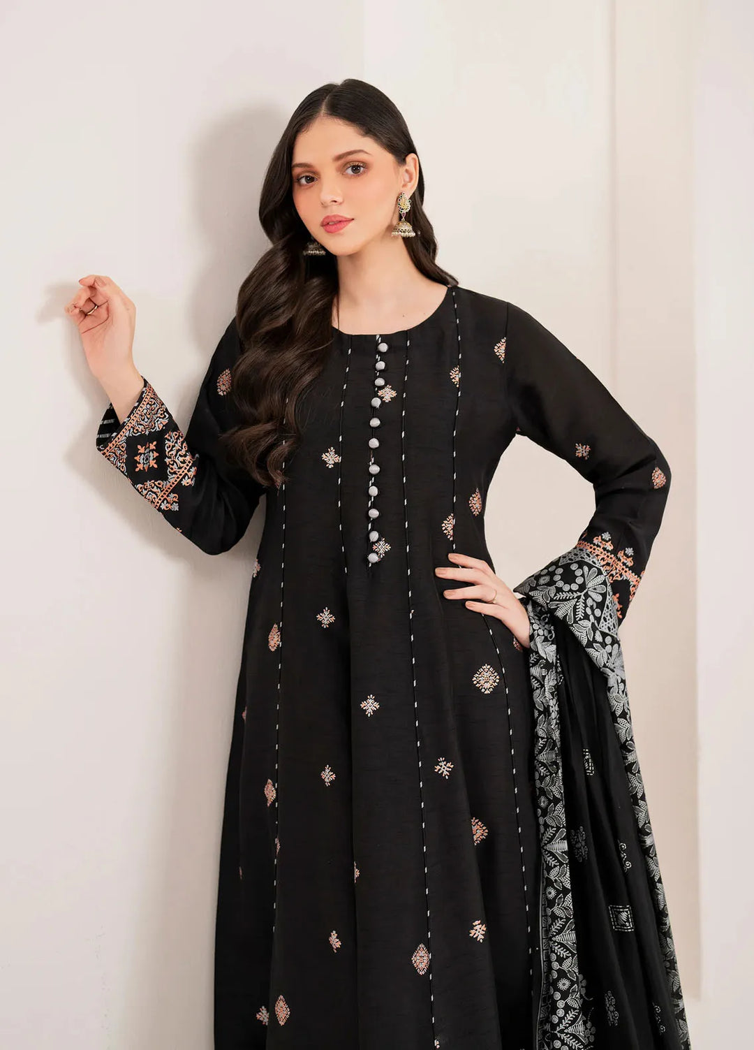 Garnet Pret Embroidered Raw Silk 3 Piece Suit Falek