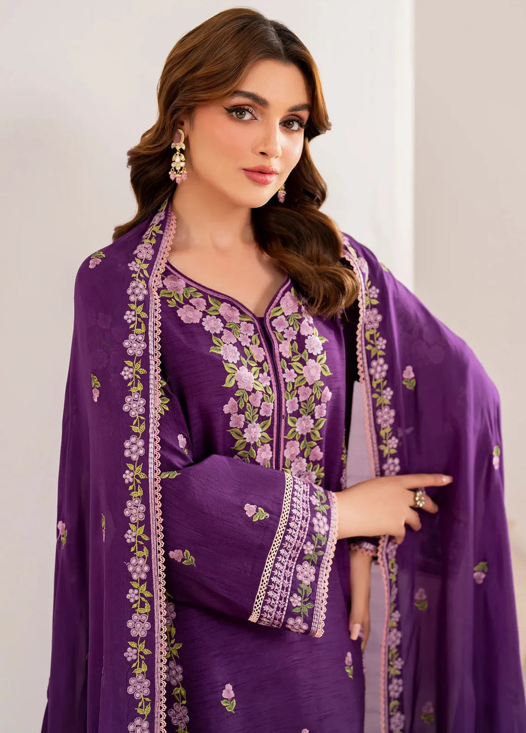 Garnet Pret Embroidered Raw Silk 3 Piece Suit Guzel