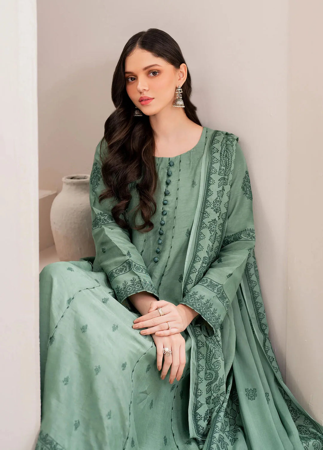 Garnet Pret Printed Raw Silk 3 Piece Suit Kaia