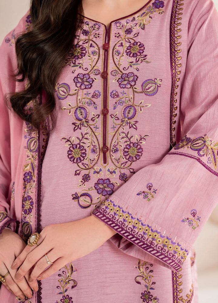Garnet Pret Embroidered Raw Silk 3 Piece Suit Serenelle
