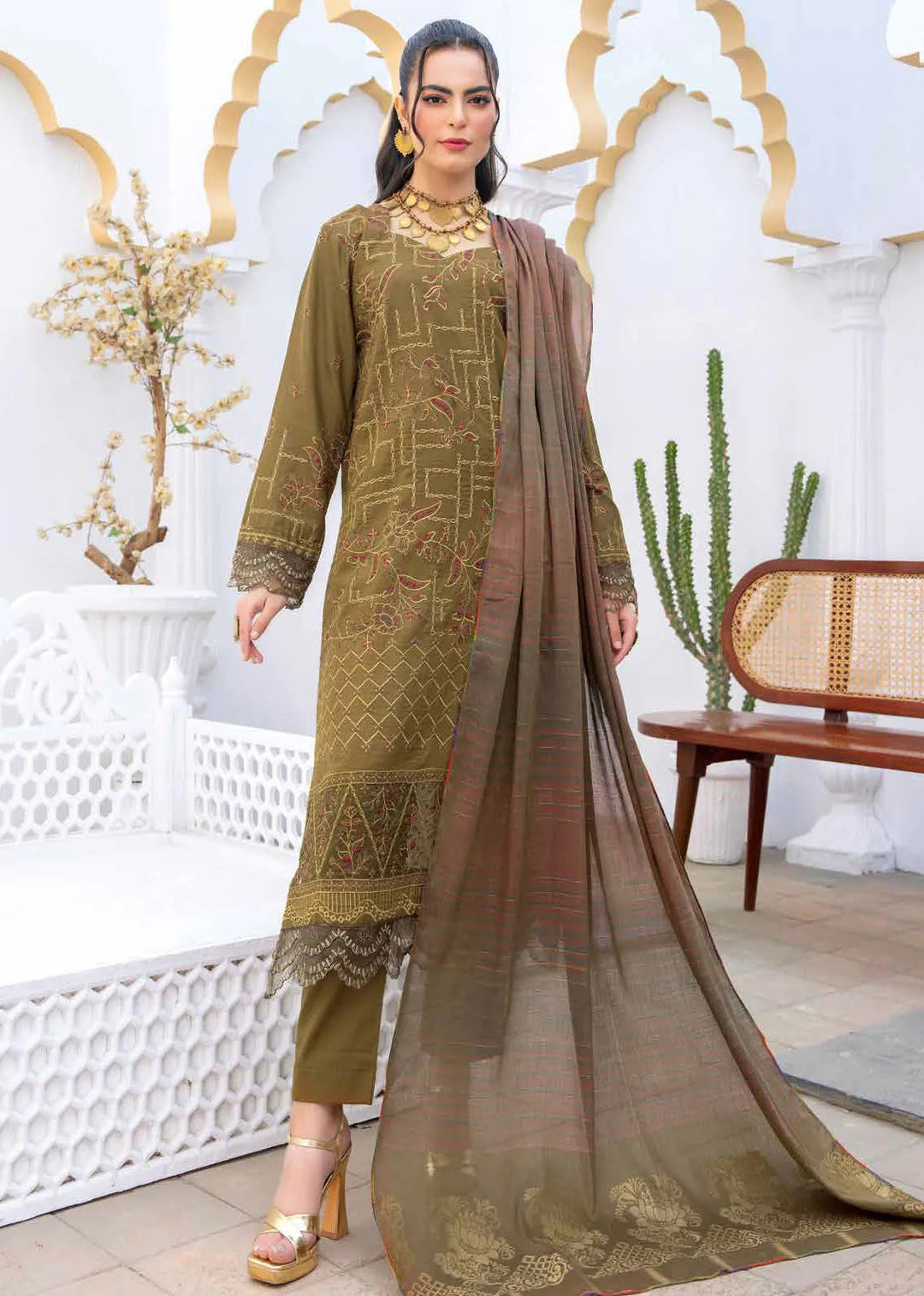 Ghazal by Riaz Arts Embroidered Lawn Suits Unstitched 3 Piece RA25GL D-04 - Summer Collection