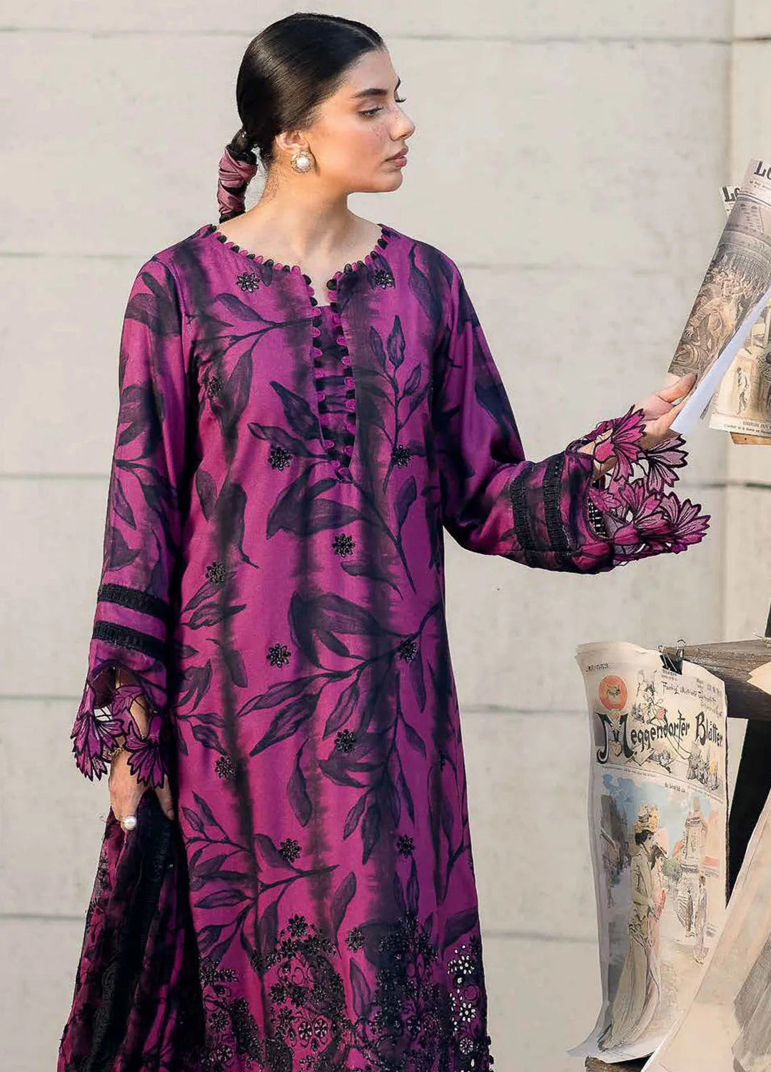 Girl Glam By Nureh Embroidered Crepe Suits Unstitched 3 Piece NU24GV GL-23 - Festive Collection