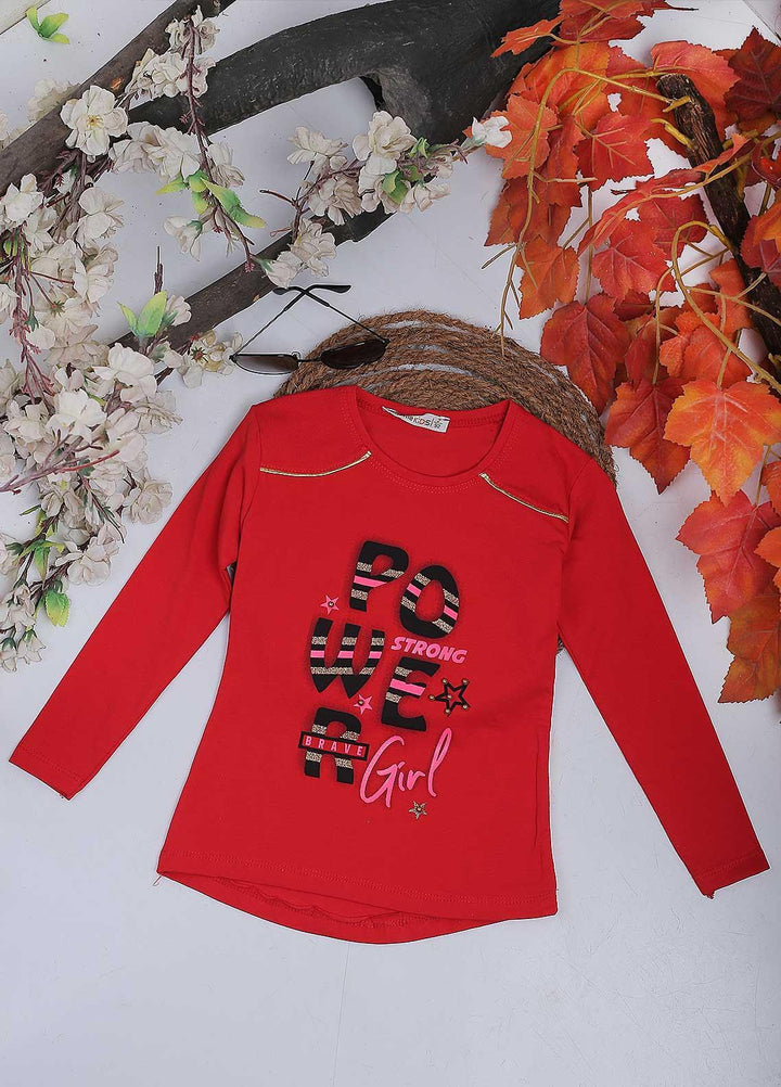 Sanaulla Exclusive Range Mix Casual Girls T-Shirts -  10176 Red