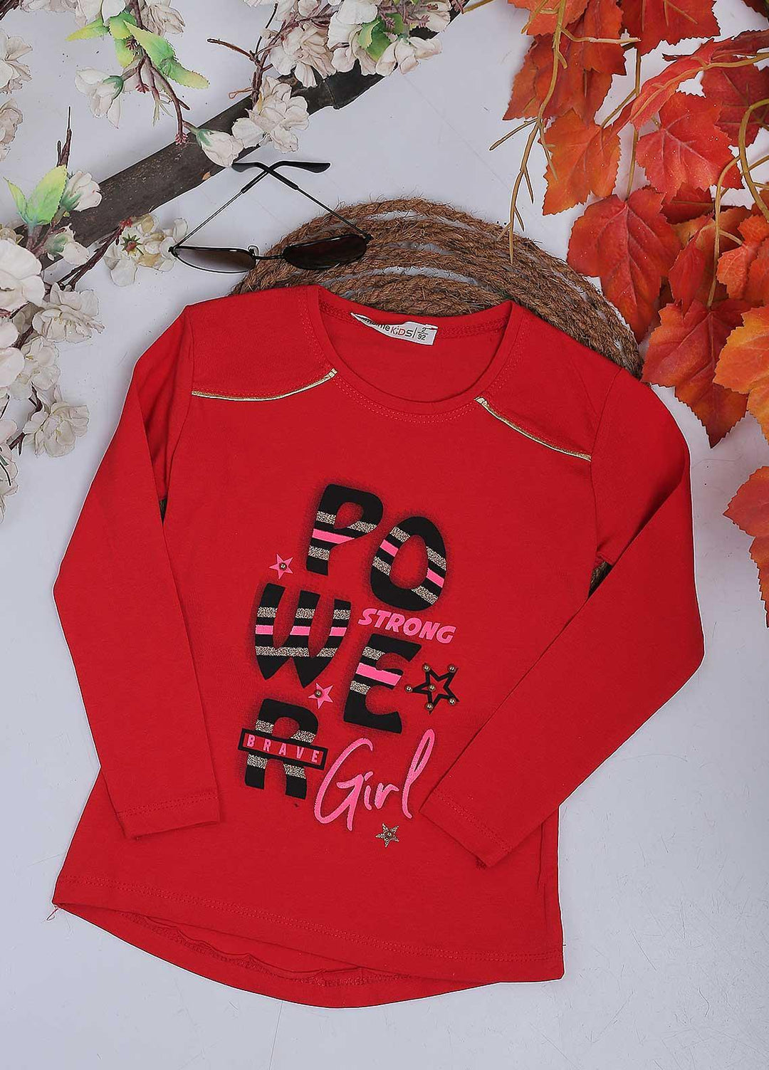 Sanaulla Exclusive Range Mix Casual Girls T-Shirts -  10176 Red