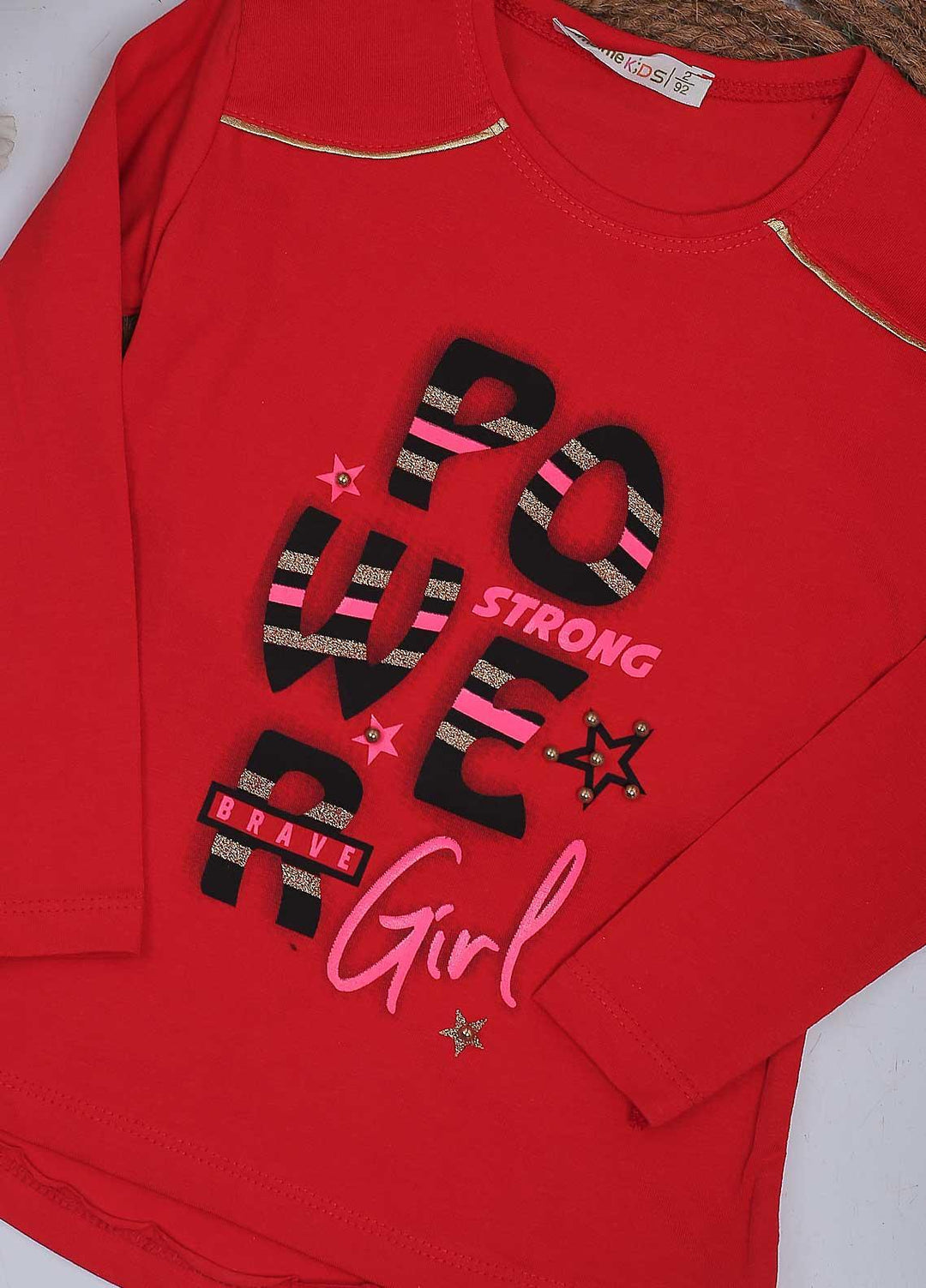 Sanaulla Exclusive Range Mix Casual Girls T-Shirts -  10176 Red