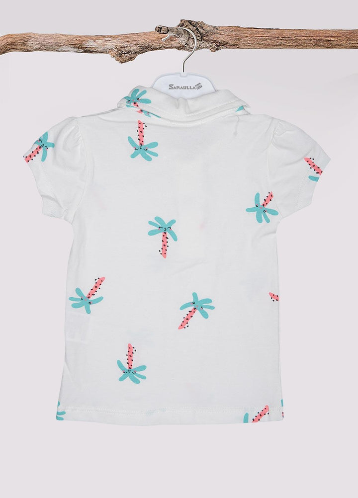 Sanaulla Exclusive Range Cotton Fancy Girls T-Shirts -  21-17 White