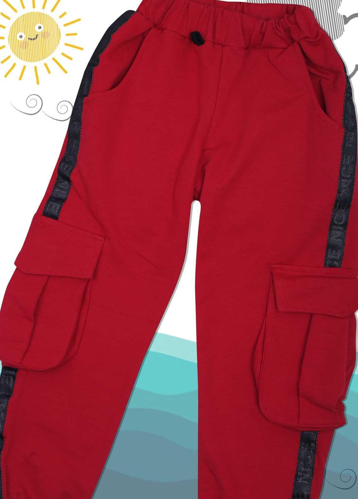 Sanaulla Exclusive Range Cotton Casual Girls Trouser -  3846 Red