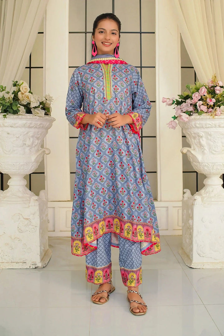 Ochre Girls Pret Printed Swiss Lawn 3 Piece Suit CORF-18 - Summer Collection