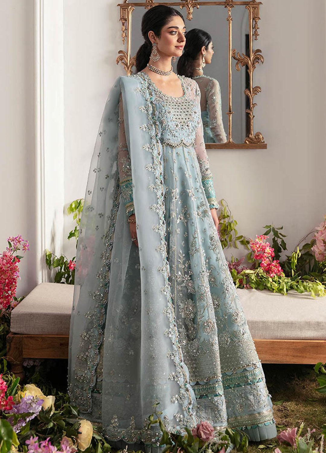 Gossamer By Zaha Embroidered Organza Suits Unstitched 4 Piece ZKS23G ZC23-06 Mirzeta - Luxury Collection