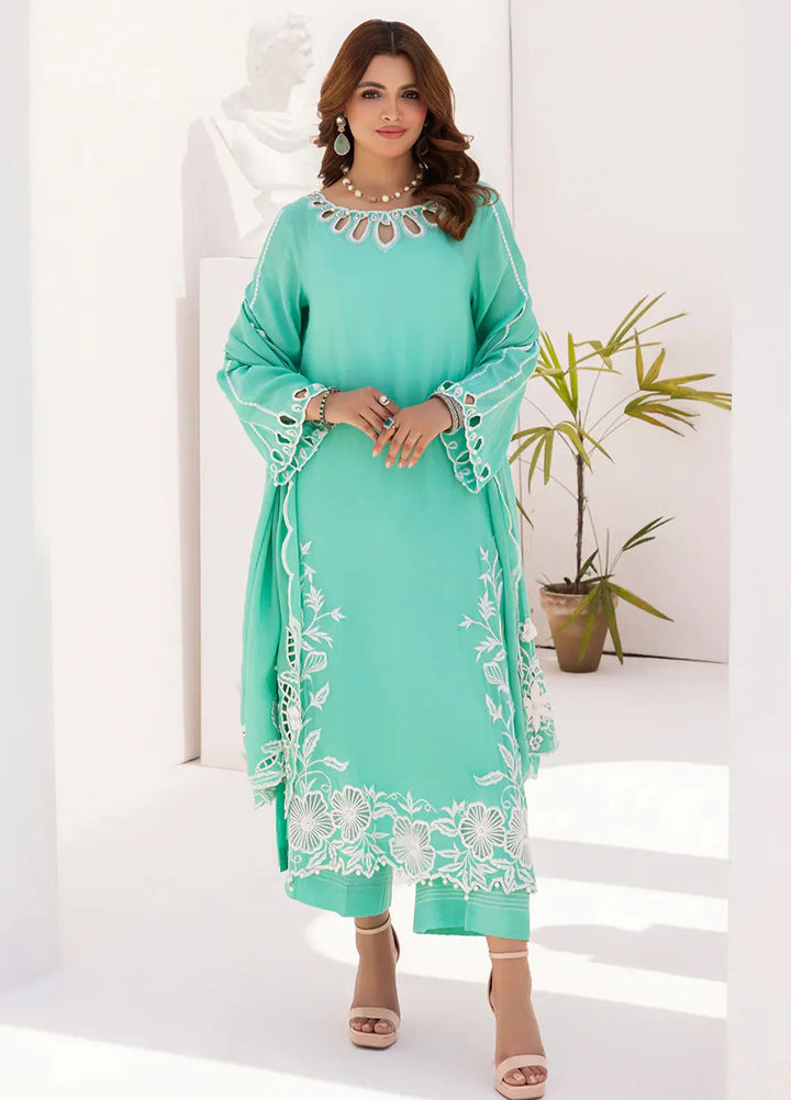 Grandeur Pret Embroidered Katan Silk 3 Piece Suit Tiffany