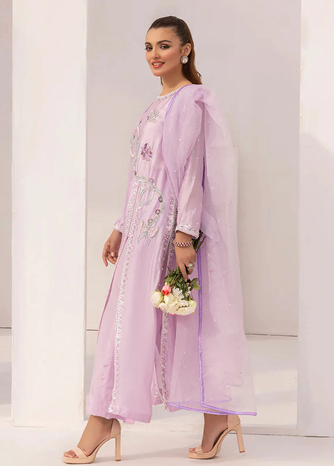 Grandeur Pret Embroidered Tissue Silk 3 Piece Suit Royaline