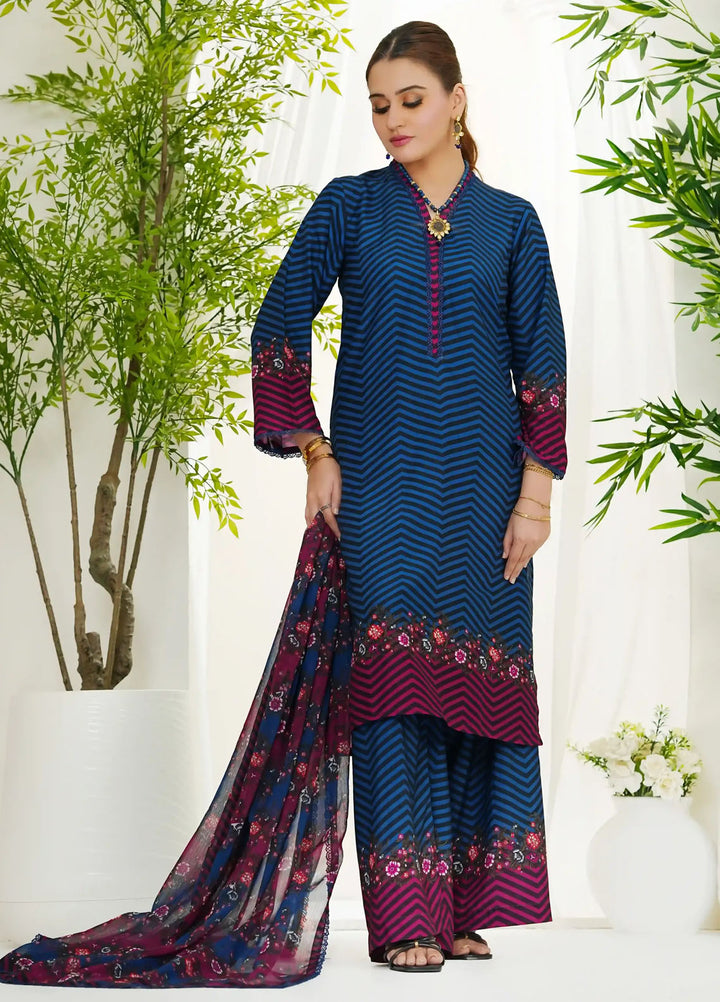 Grape Drape Pret Printed Swiss Lawn 3 Piece Suit Indigo Fusion