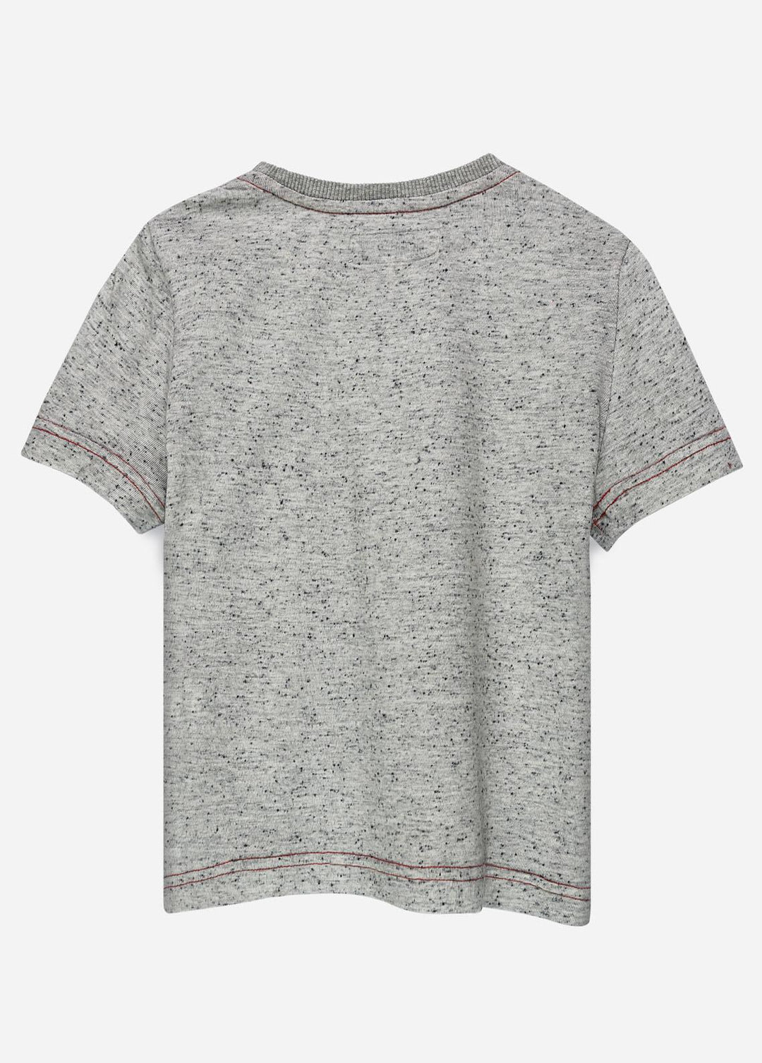 Brumano Cotton Casual Boys T-Shirts -  Grey White Neppy T-Shirt With Contrasting Green Pocket