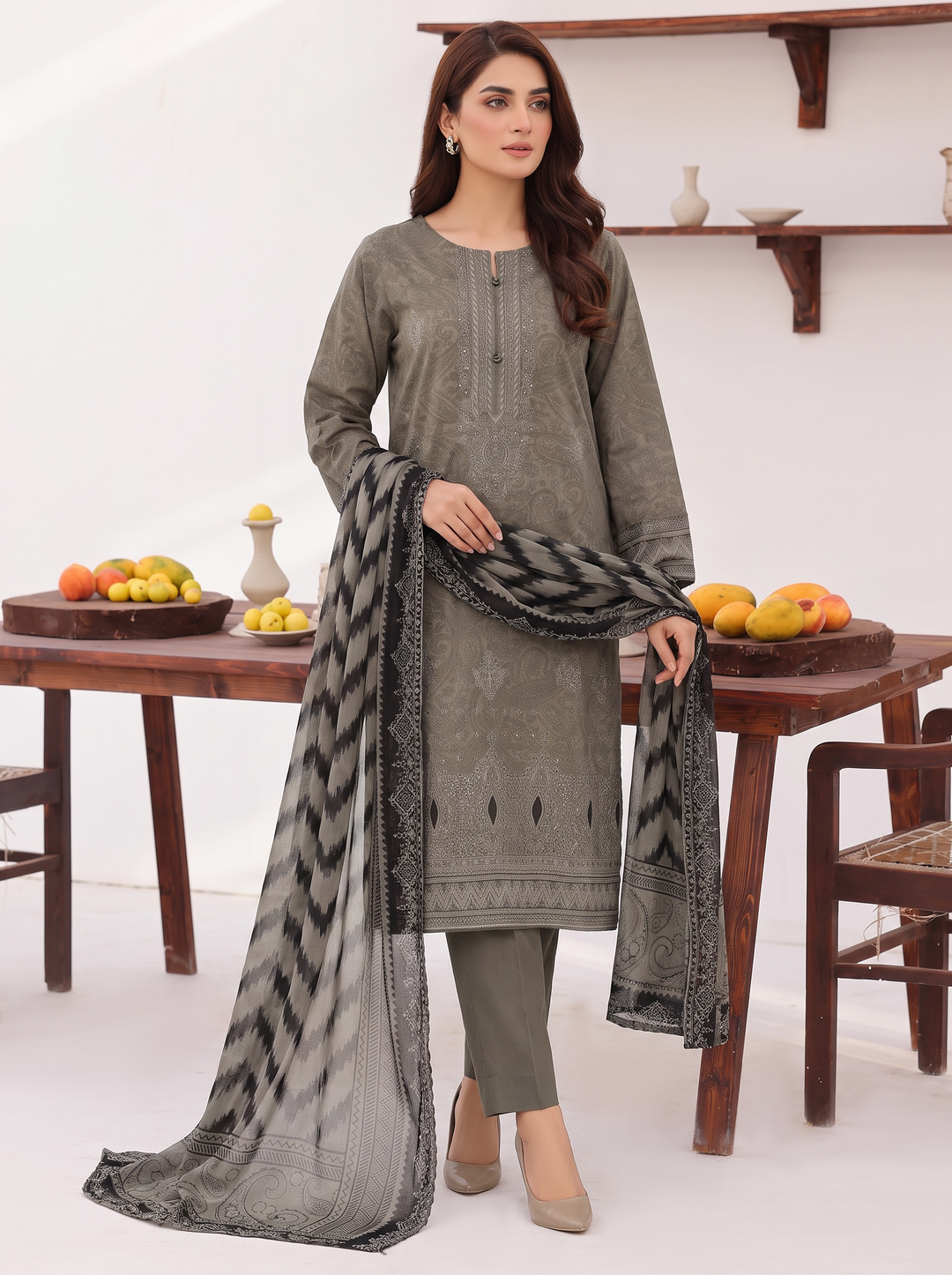 Premium Venice by HZ Textiles Unstitched Embroidered Cotton Lawn 3 Piece Suit PVE-3119 Casual Collection