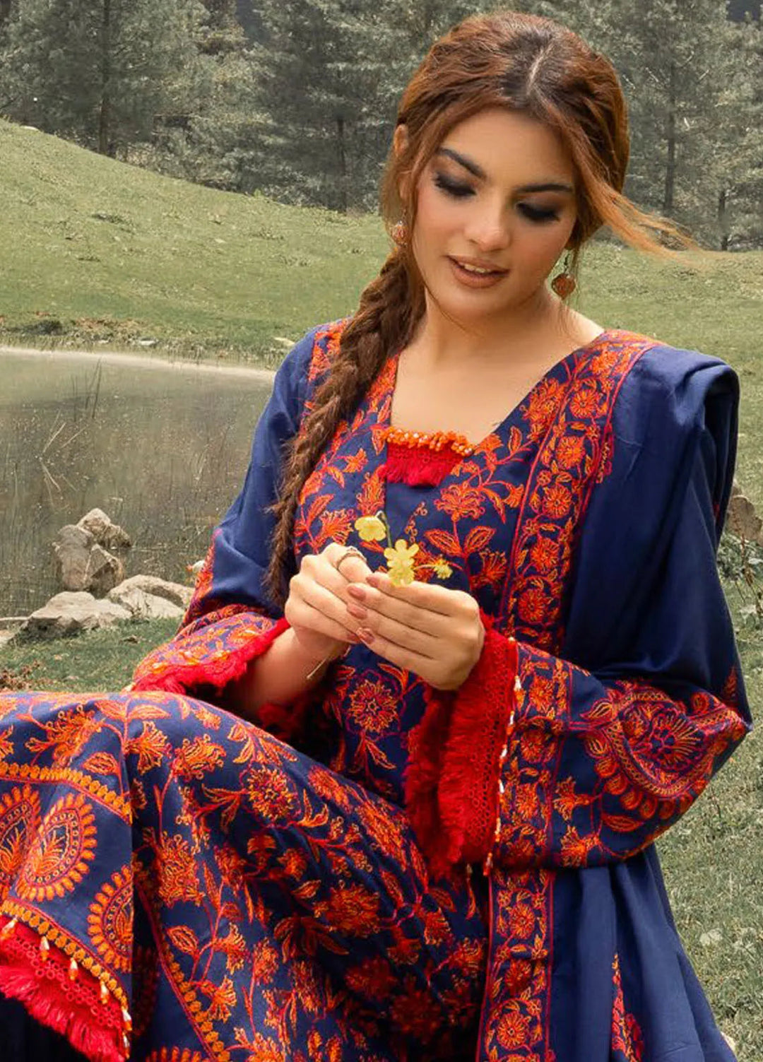 Gul Ahmed Embroidered Acrylic Suits Unstitched 3 Piece GA24UW AP-42012 - Winter Collection