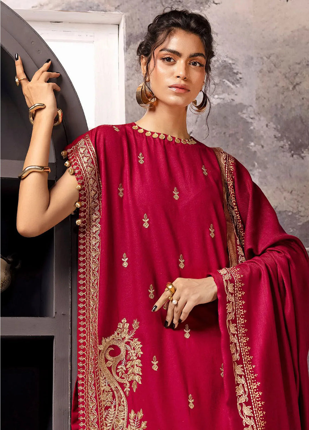 Gul Ahmed Embroidered Karandi Suits Unstitched 3 Piece GA24WU AP-42045 - Winter Collection