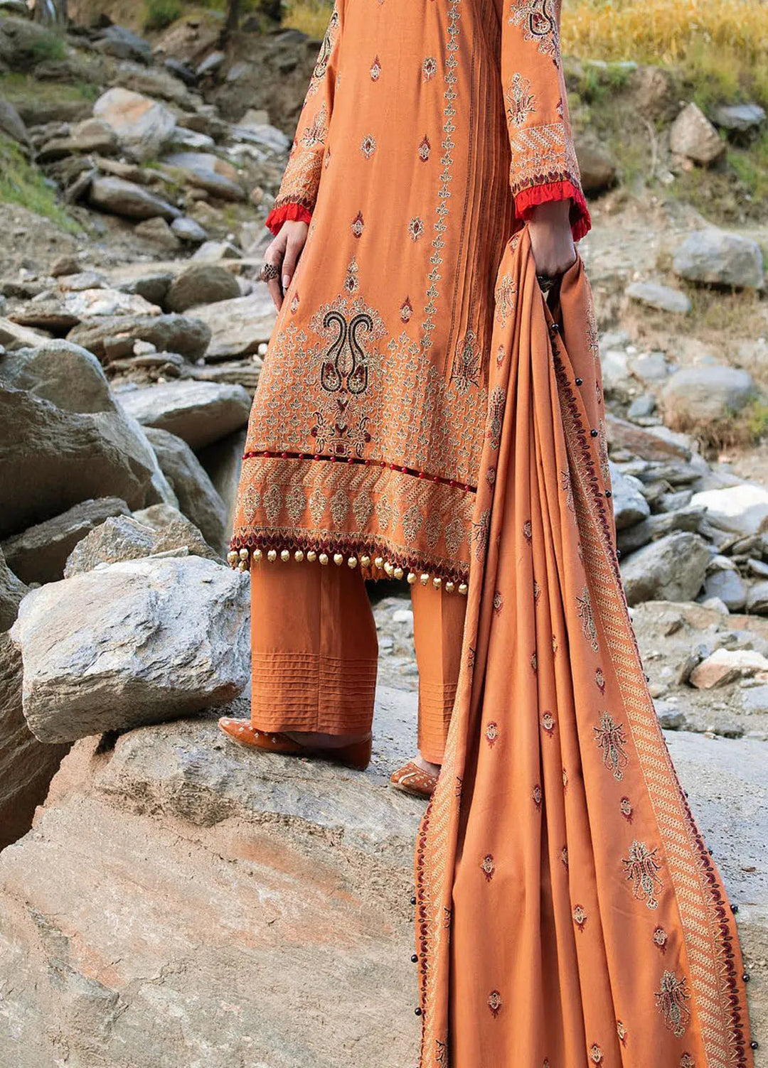 Gul Ahmed Embroidered Karandi Suits Unstitched 3 Piece GA24WU AY-42005 - Winter Collection