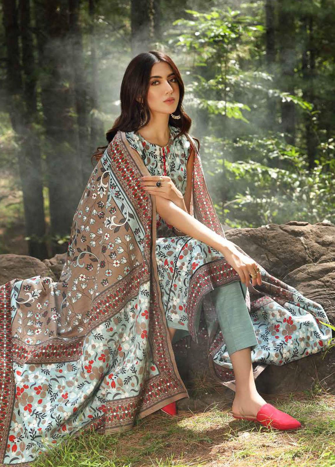 Gul Ahmed Printed Khaddar Suits Unstitched 2 Piece GA21WK TK-12012A - Winter Collection