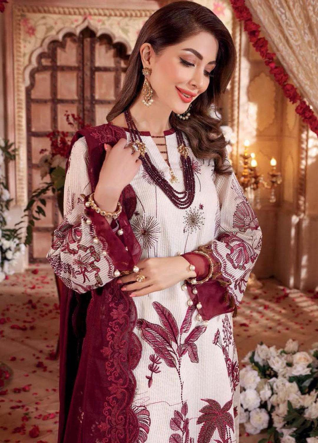 Gul Ahmed Embroidered Cotton Suits Unstitched 3 Piece GA22LF FE22008 - Luxury Eid Collection