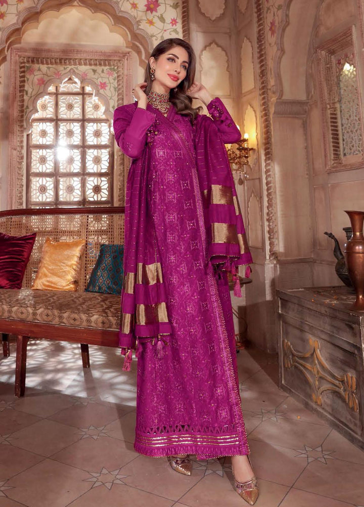 Gul Ahmed Embroidered Zari Suits Unstitched 3 Piece GA22LF FE12195 - Luxury Eid Collection