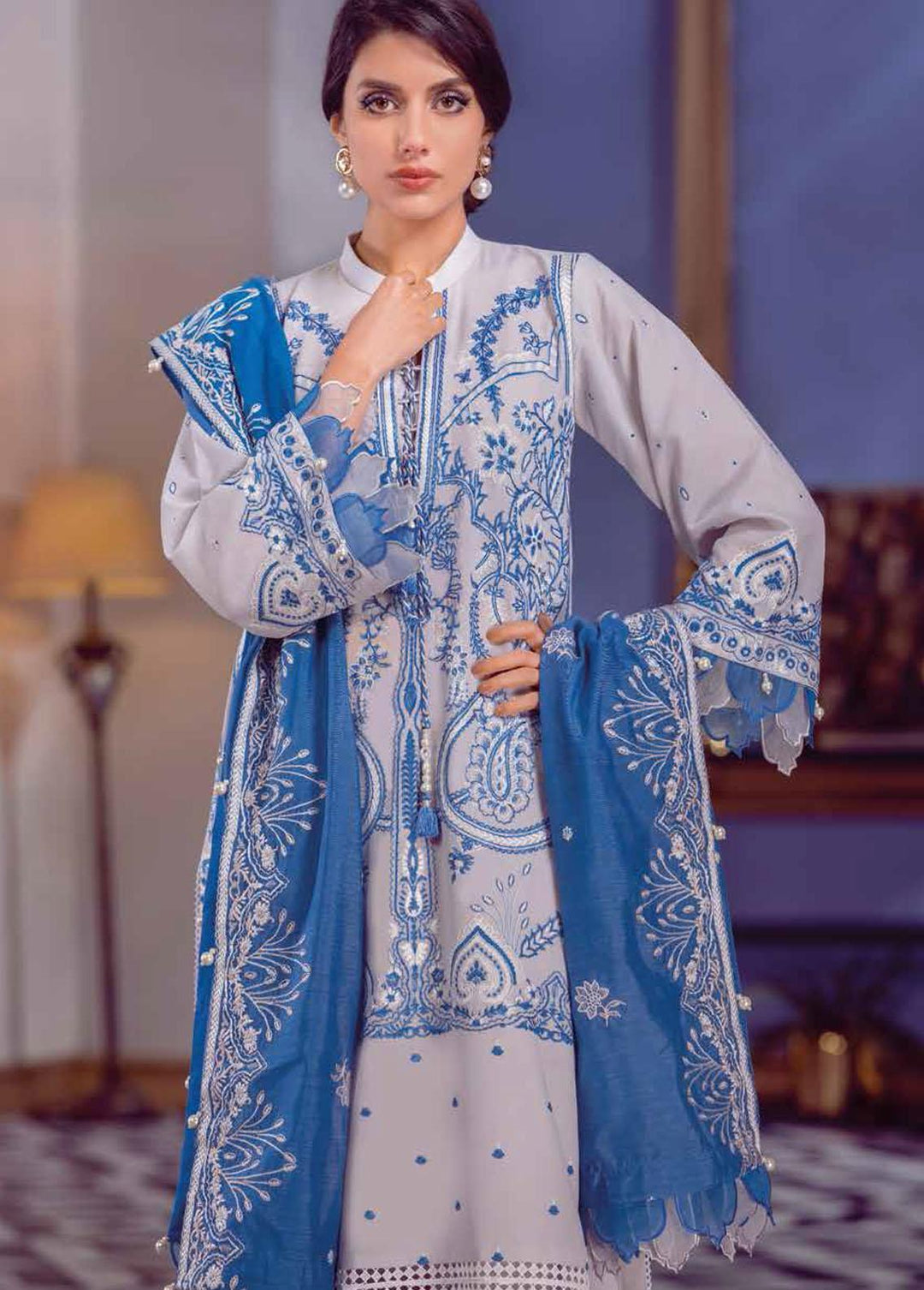 Gul Ahmed Embroidered Lawn Suits Unstitched 3 Piece GA22FS LSV-22006 - Summer Collection
