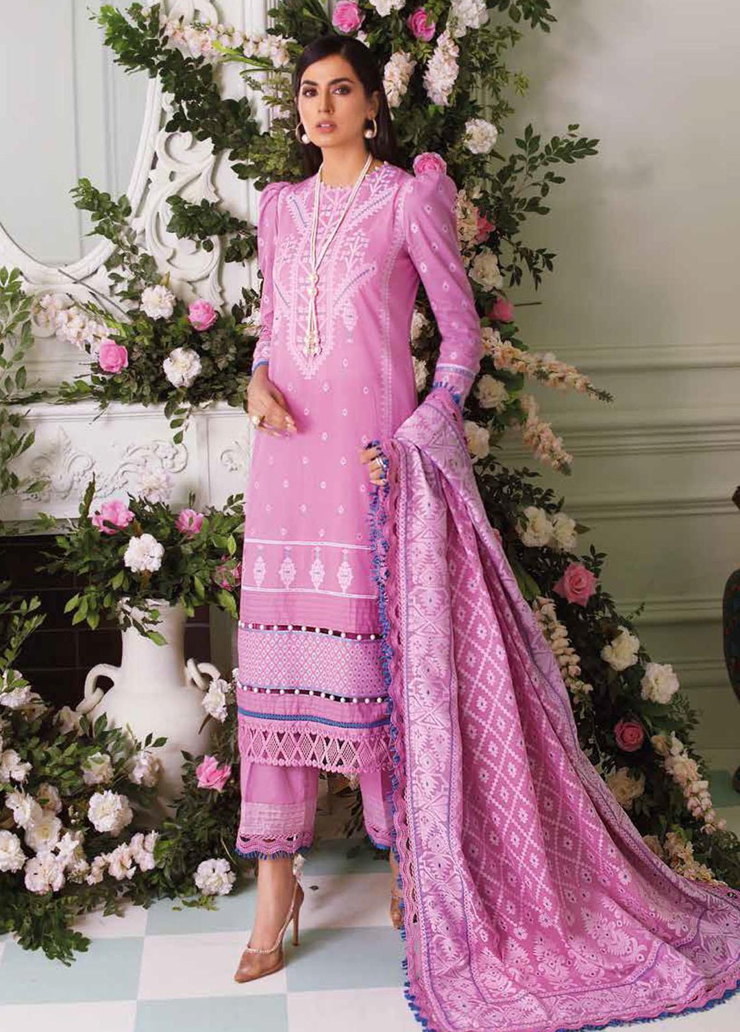 Gul Ahmed Embroidered Lawn Suits Unstitched 3 Piece GA22FS MJ-22048 - Summer Collection
