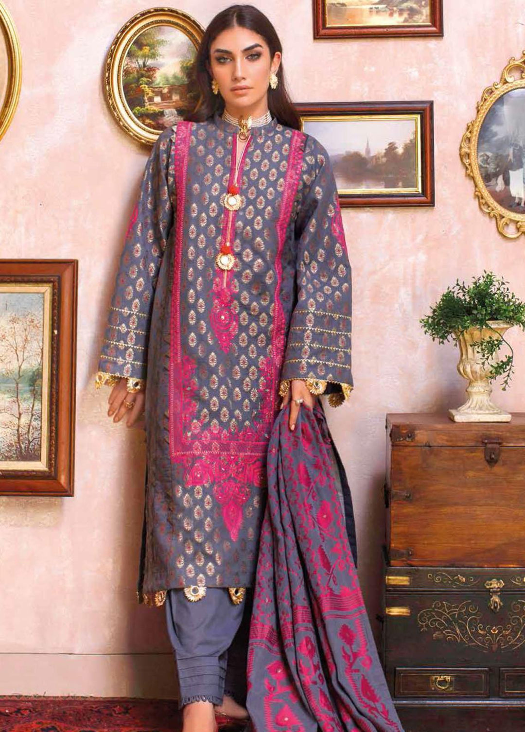 Gul Ahmed Embroidered Lawn Suits Unstitched 3 Piece GA22FS MJ-61 - Summer Collection