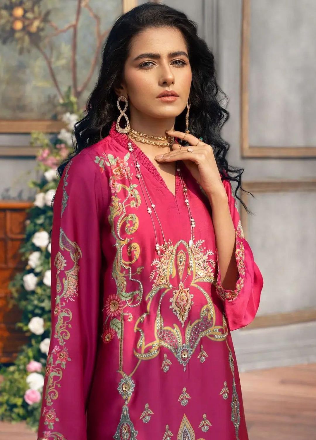 Gul Ahmed Casual Pret Printed Silk  Shirt GA22P WGK-SZW-DP-1123