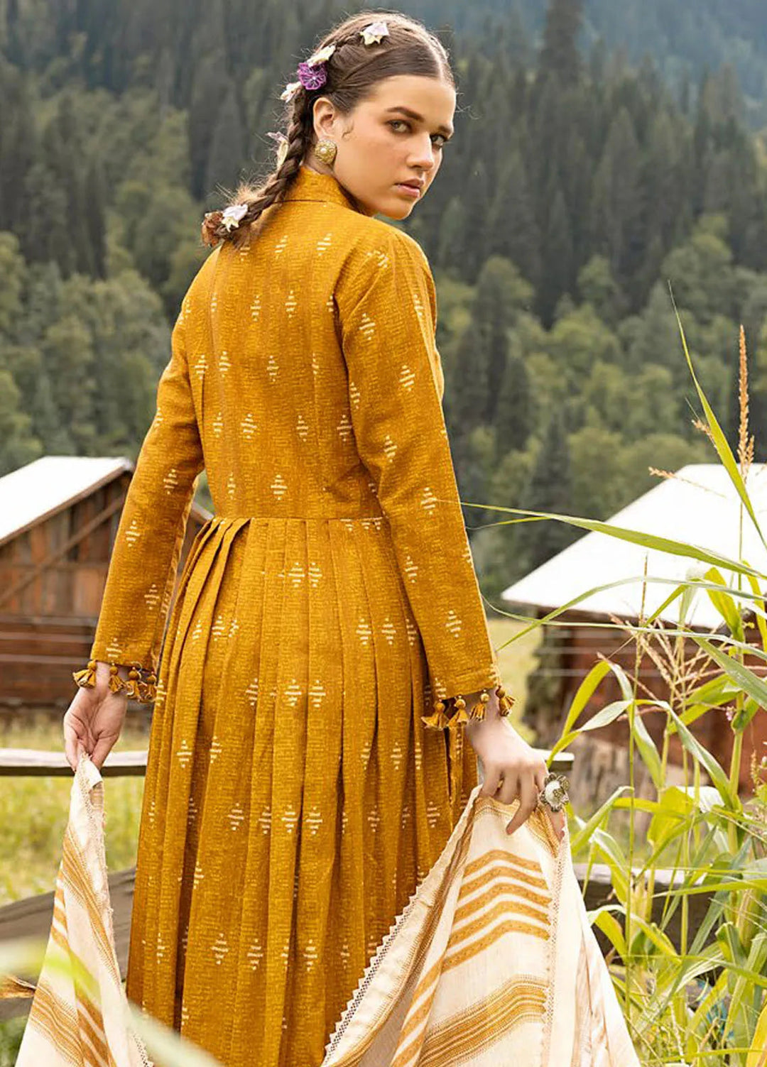 Gul Ahmed Printed Corduroy Suits Unstitched 3 Piece GA24UW CD-42006 - Winter Collection