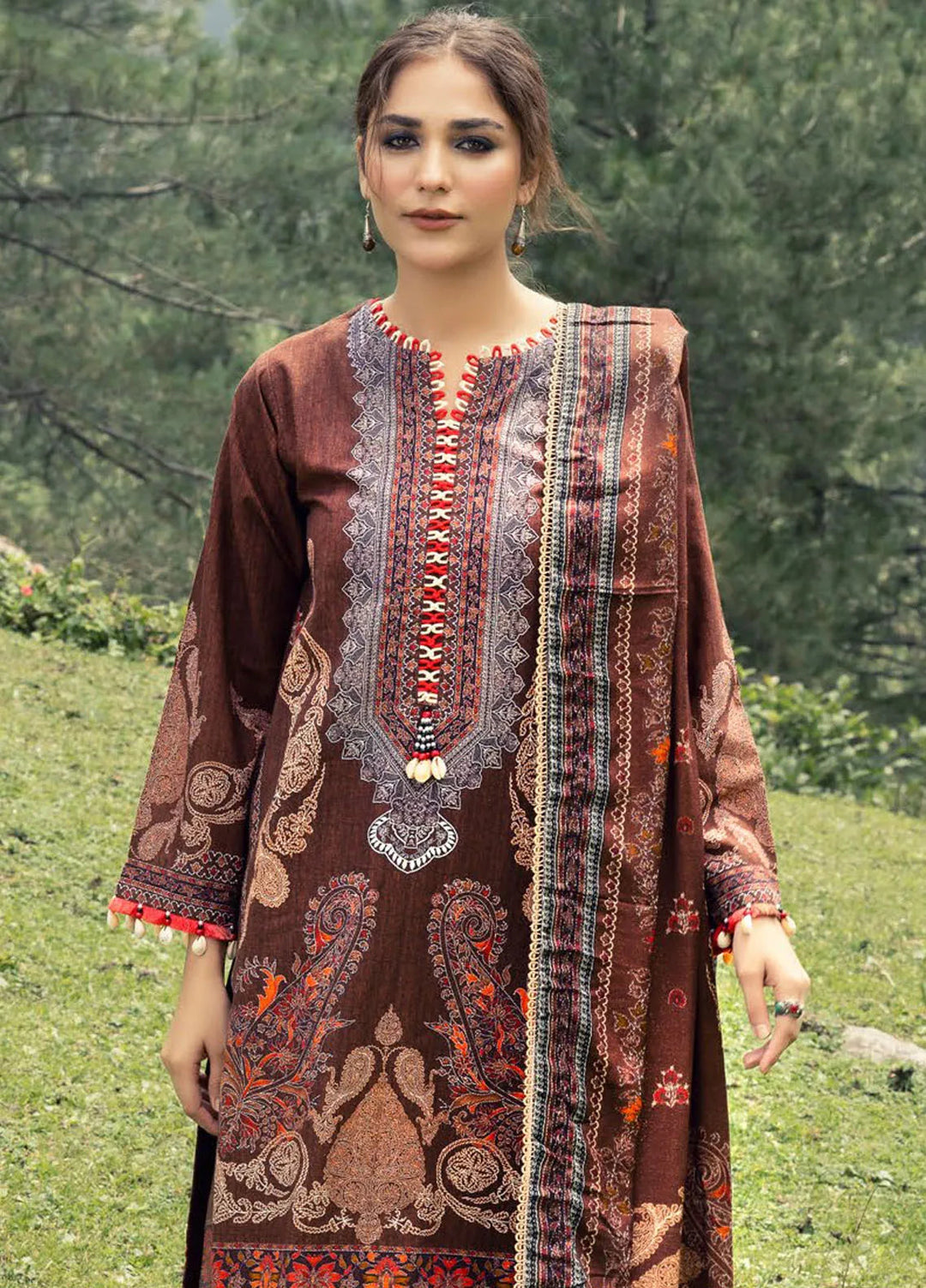 Gul Ahmed Printed Khaddar Suits Unstitched 3 Piece GA24UW AP-42029 - Winter Collection