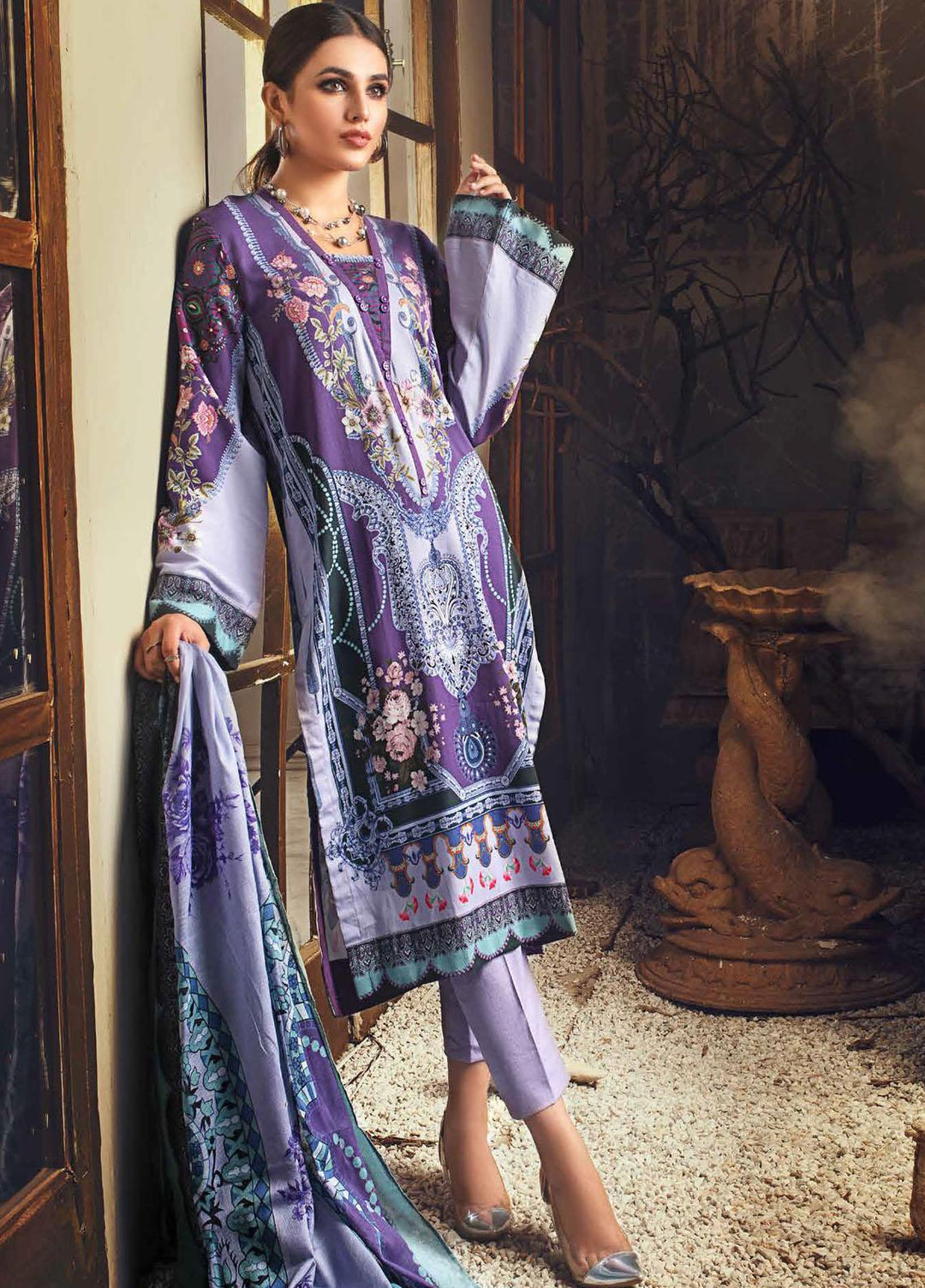 Gul Ahmed Printed Corduroy Suits Unstitched 3 Piece GA21JW CD-12010 A - Winter Collection