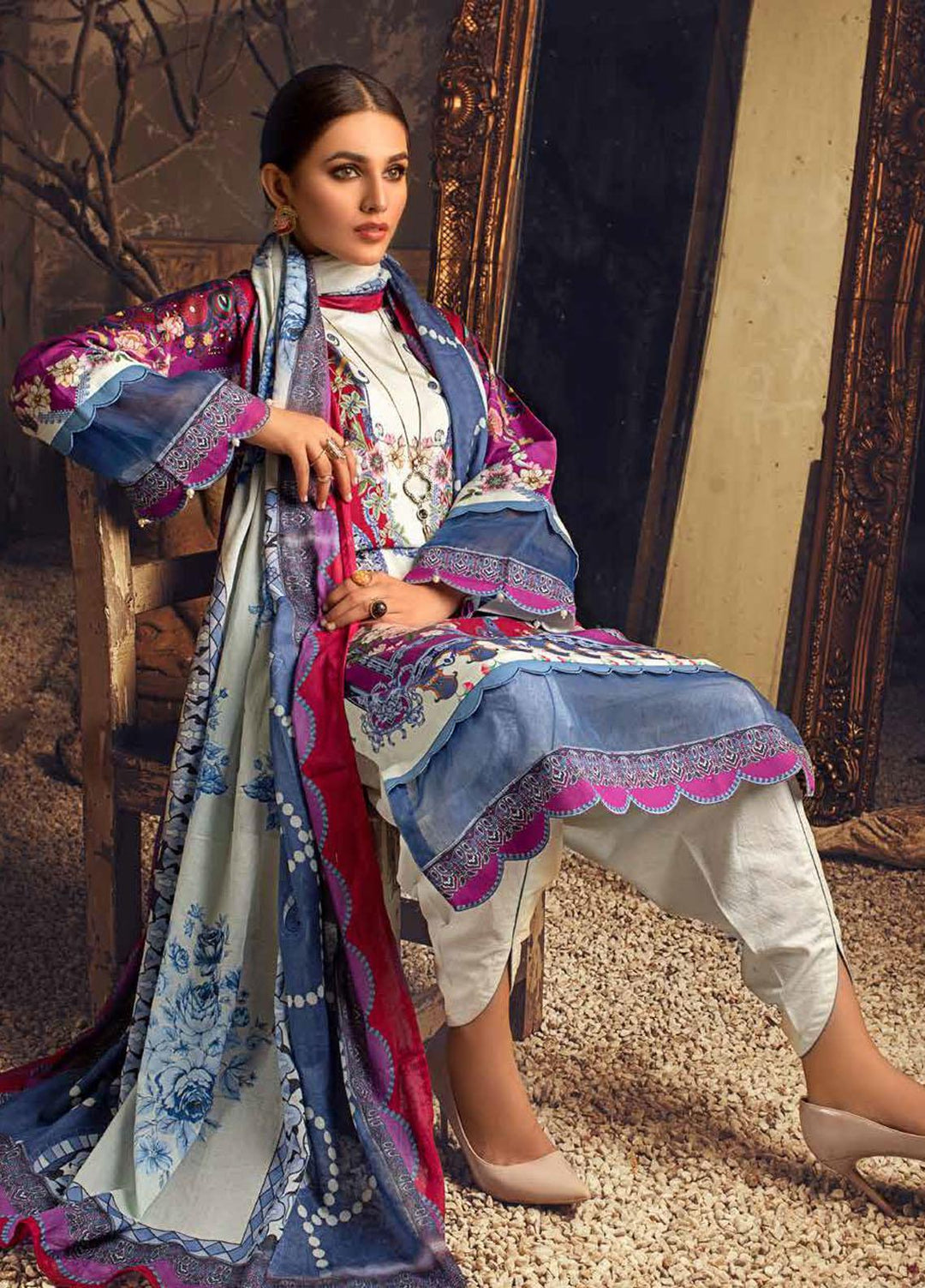 Gul Ahmed Printed Corduroy Suits Unstitched 3 Piece GA21JW CD-12010 B - Winter Collection