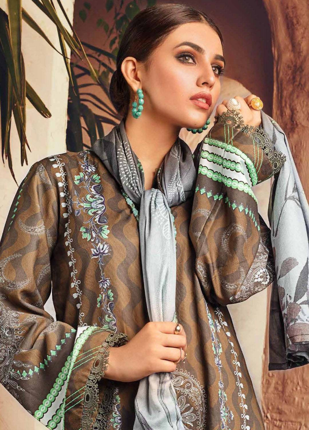 Gul Ahmed Printed Corduroy Suits Unstitched 3 Piece GA21JW CD-12015 B - Winter Collection