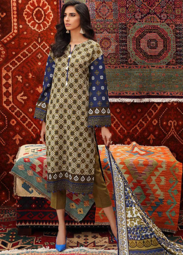 Gul Ahmed Printed Khaddar Suits Unstitched 3 Piece GA21JW K-12025 A   - Winter Collection